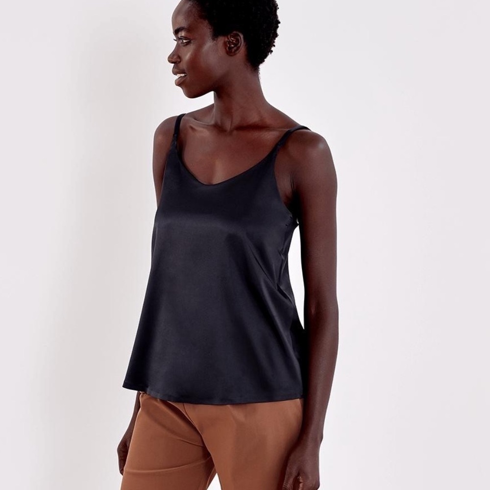 ADAY Take-Off Satin Tank Top Black Small K